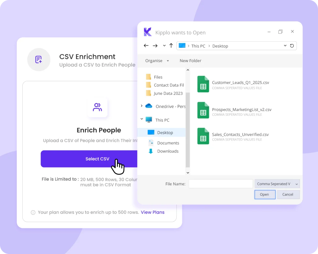 Select CSV File